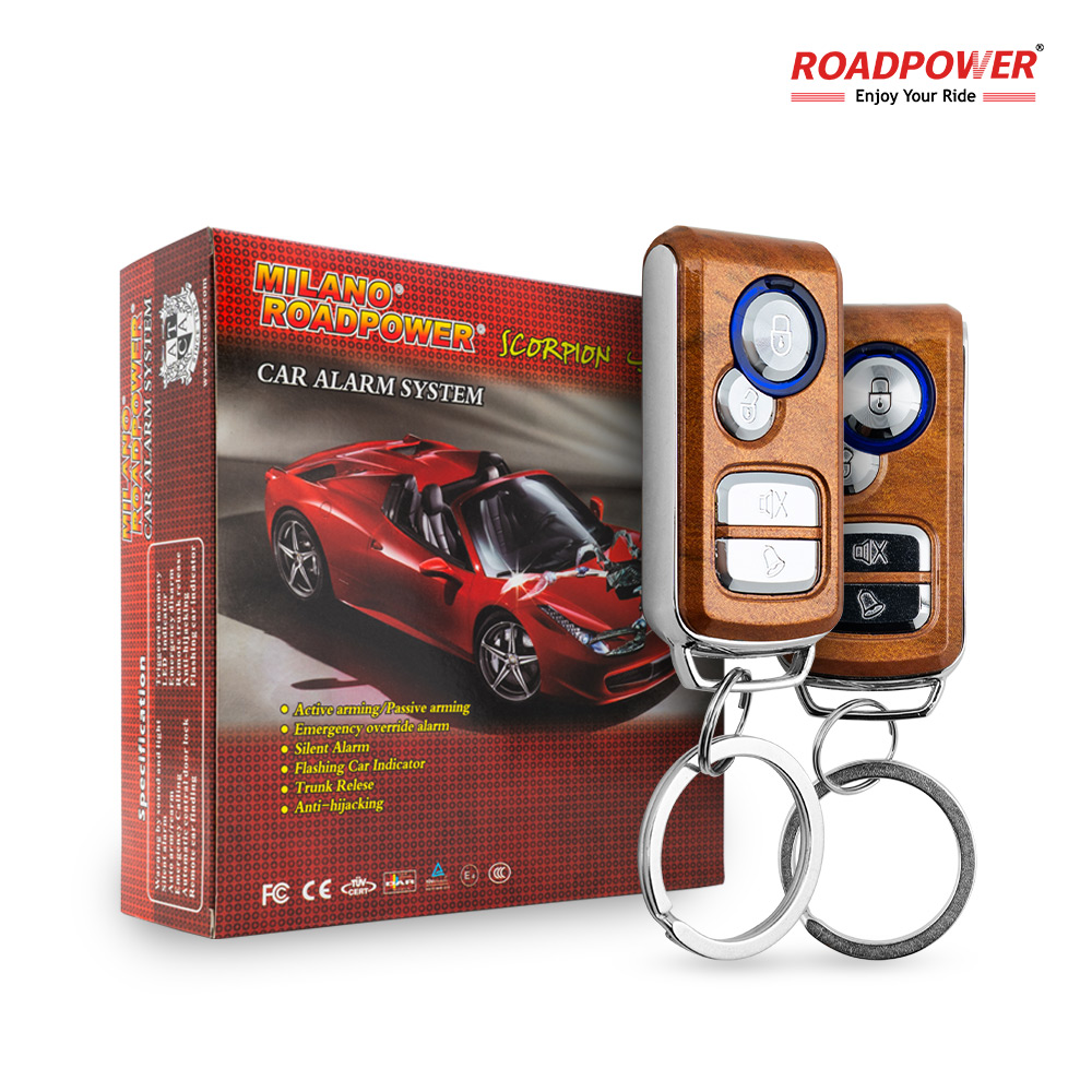 Scorpion-340W-1 RoadPower (RP-RE-SCORP-340W) Milano Scorpion Car Alarm System, Wood-Finish Dual Remotes, Anti-Hijack & Silent Alarm - Image 1