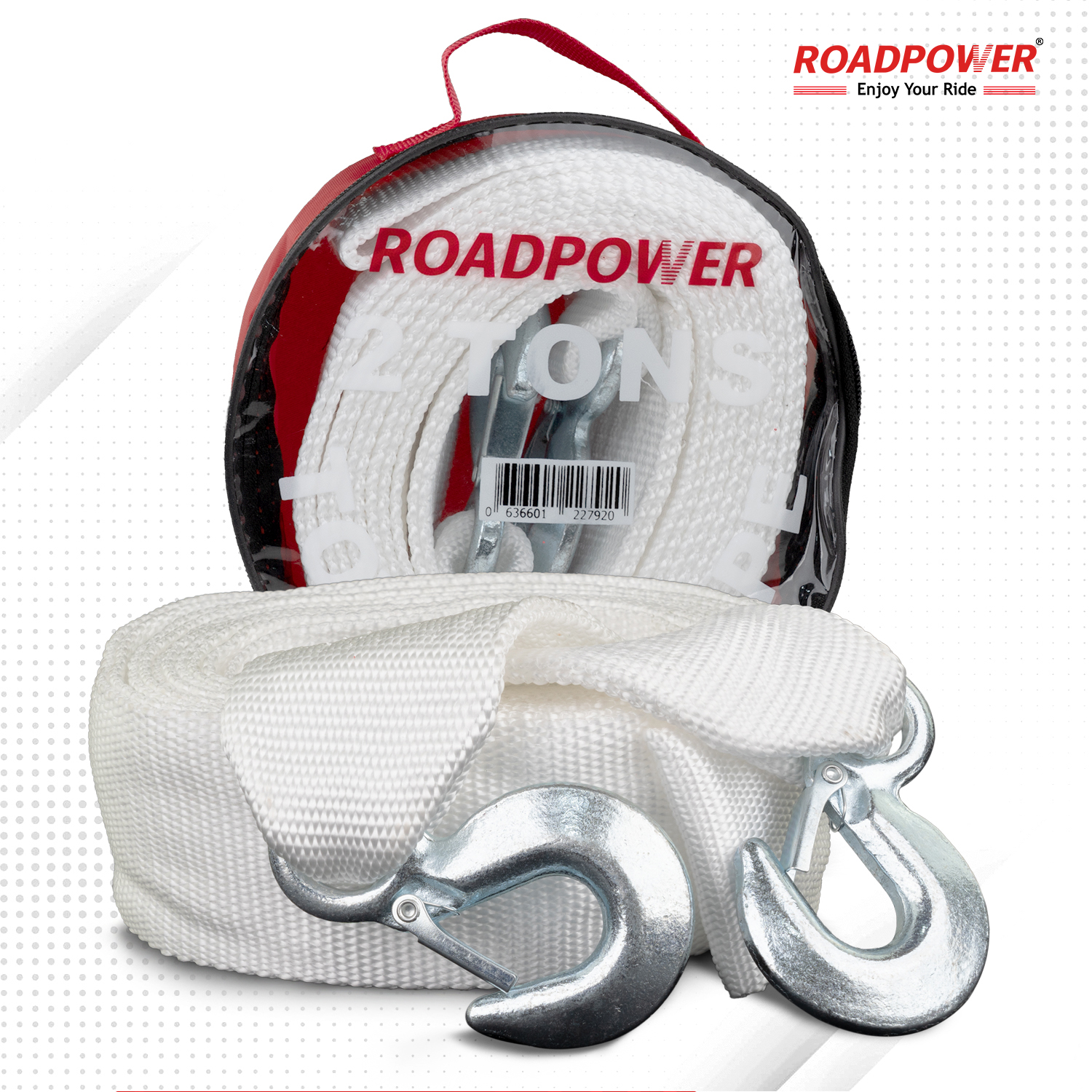 RoadPower 2-Ton Towing Rope with Heavy-Duty Hooks - Caronic