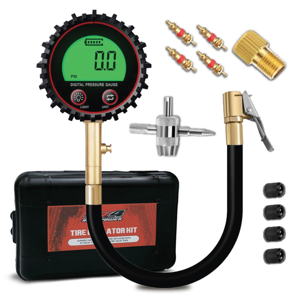 ROADPOWER 442 Digital Air Pressure Gauge, 200 PSI with Valve Tools - Image 1