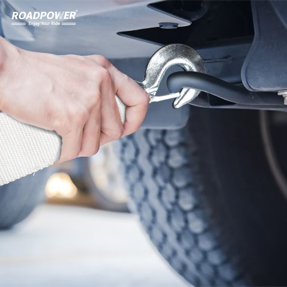 RoadPower 2-Ton Tow Strap with Heavy-Duty Hooks - Image 3
