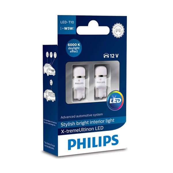 X treme Vision LED 1W 12V W5W 6000K Double pack, Philips