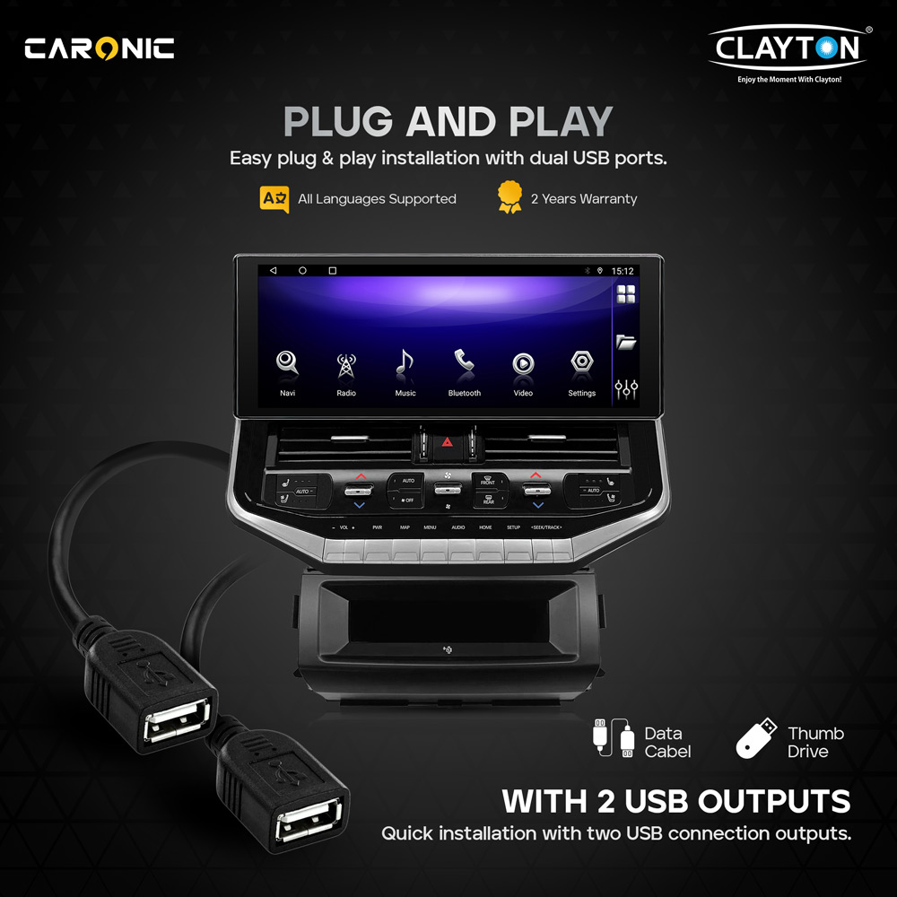 TOYOTA Bluetoothユニット 大型ディスプレイ Clayton Toyota Land Cruiser LC200 2008-2015 (16.2-inch) Wide