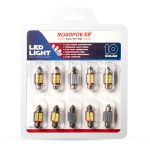 ROADPOWER (RP-ROOF10-G4) 10-Pack 31mm Festoon LED Car Interior & Roof Lights-Cool White 6000K, 15g Each