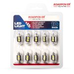 ROADPOWER (RP-ROOF10-G2) 10-Pack 31mm Festoon LED Car Interior & Roof Lights-Cool White 6000K, 15g Each