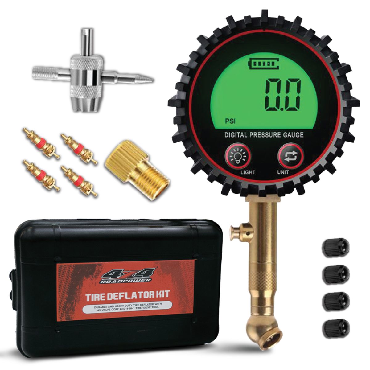 ROADPOWER 440 Digital Air Pressure Gauge, 200 PSI with Valve Tools - Image 1