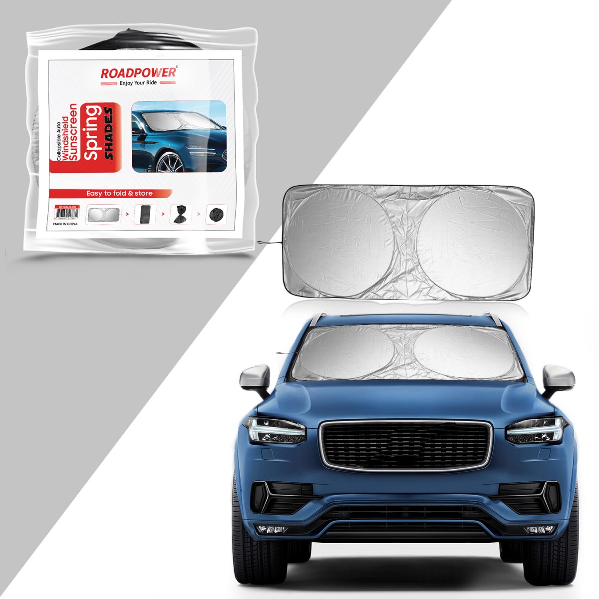 Roadpower Round Sun Shade, Heat-Reflective Windshield Protector For Cars - Image 1