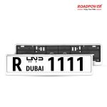 ROADPOWER (RP-NMR-11) Dubai Car Number Plate Frame Holder, Pack of 2, Durable, Stylish-Long Chrome