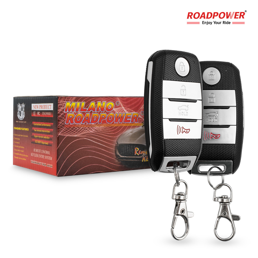 RP-RE-KEY88-M68-1 Roadpower (RP-RE-KEY88-M68) Milano Universal Car Keyless Entry System, Central Locking Kit with Dual Chrome Remotes & Trunk Release - Image 1