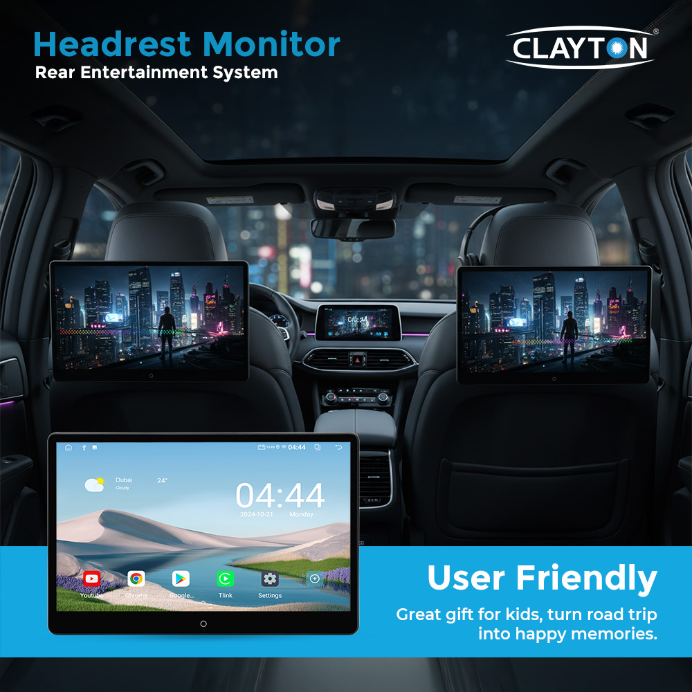 12 Inch Screen Rear Clayton Universal Headrest 1169 Android Rear Seat Multimedia System ...