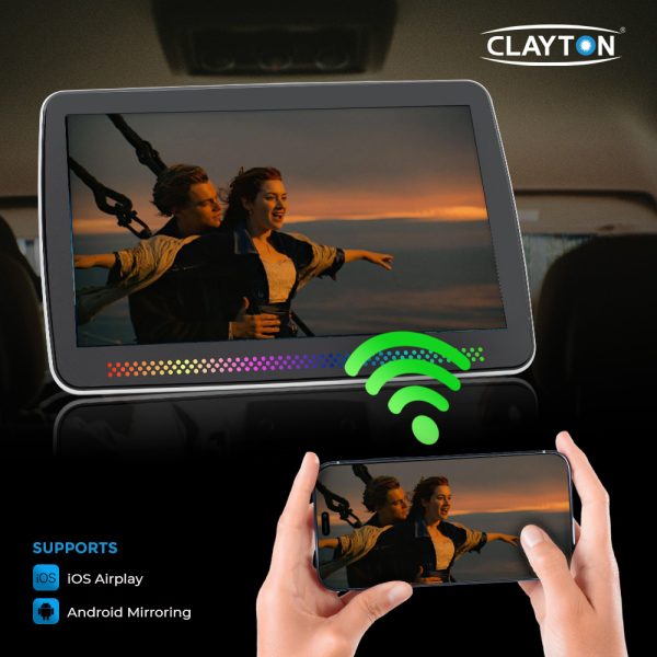 12 Inch Screen Rear Clayton Universal Headrest 1169 Android Rear Seat Multimedia System ...
