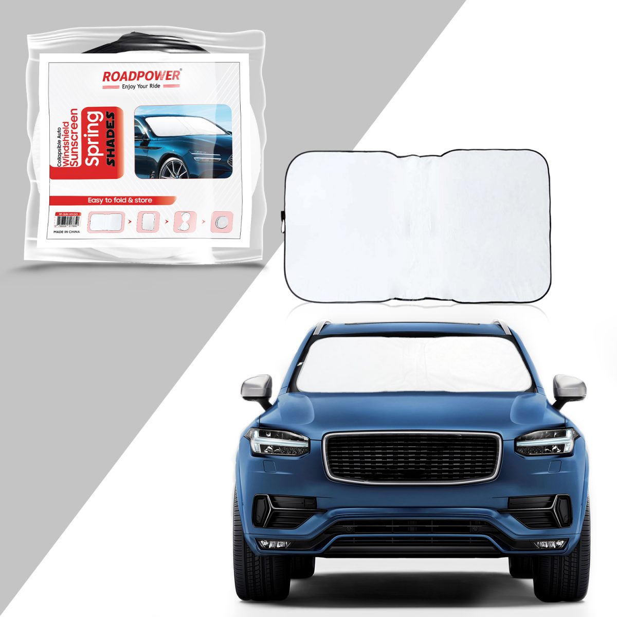 Roadpower Square Sun Shade, Heat-Reflective Windshield Protector For Cars - Image 1