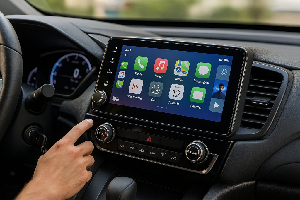 Modern car multimedia system with touchscreen display
